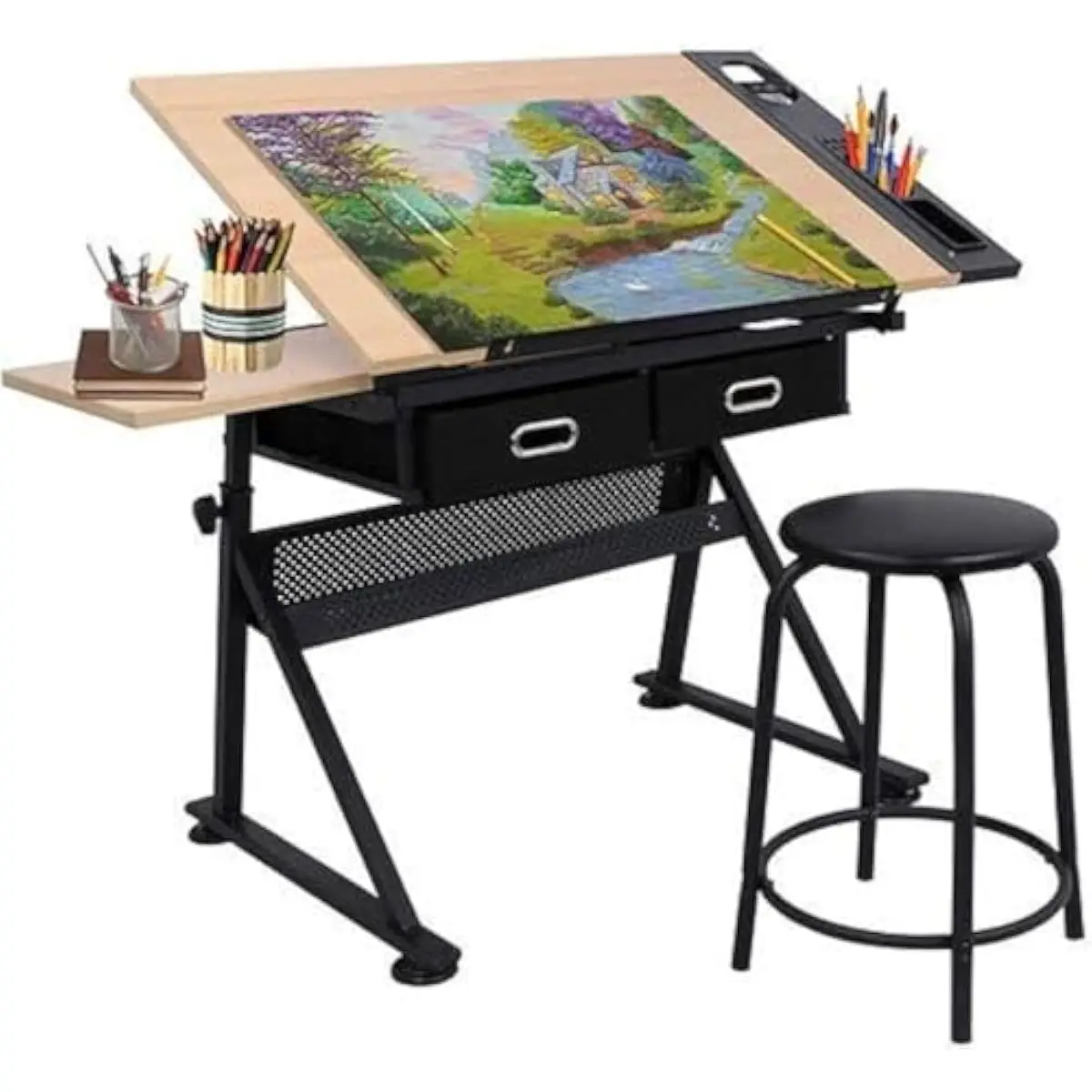 Wood Woodworking - Bureau de dessin réglable avec plateau